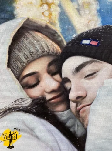 Семейный арт-портрет по фотографии, цифровая живопись, вертикальный формат — работа №10